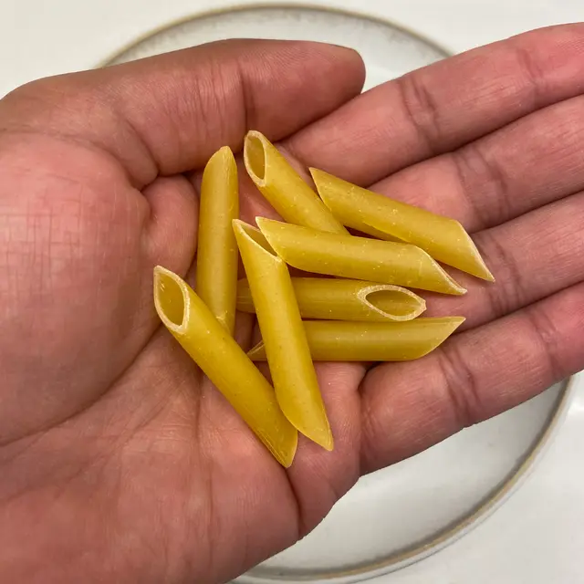 Penne in a hand