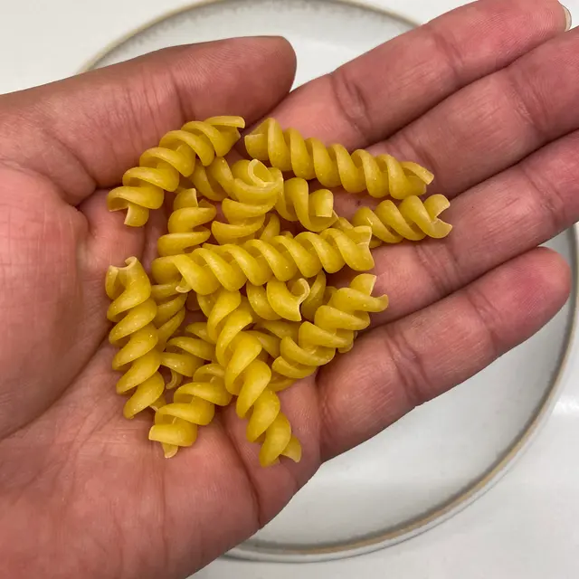 Rotini in a hand