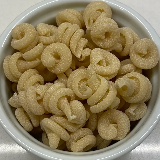 A close up shot of Trottole in a round white ramekin