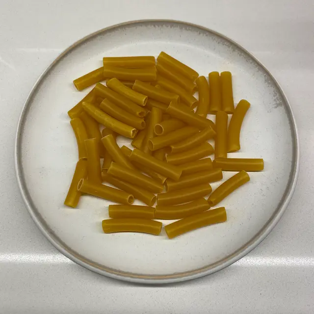 Ziti on a round white plate