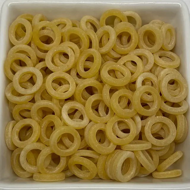 A close up shot of Anelli in a square white glass bowl