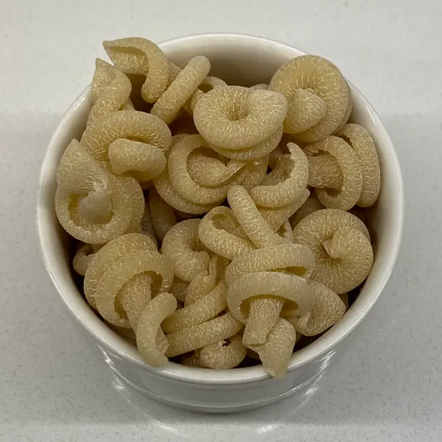 A close up shot of Trottole in a small white bowl